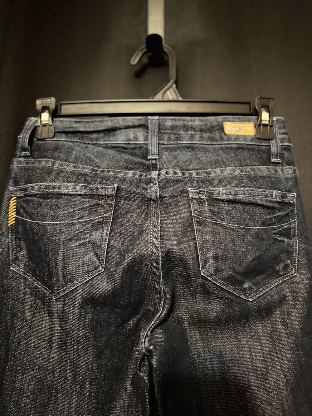 PAIGE Faded Dark Blue Flare Jeans - Picture 4 of 7